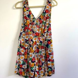 REFORMATION floral romper with cutout back